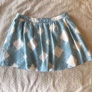 Boden blue and white linen mini skirt sz 12R